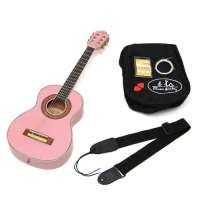 Guitare acoustique de concert 1/4 pour enfants de 4 à 7 ans avec étui matelassé, sangle, jeu de cordes et diapason (Rose)