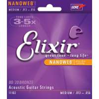 Elixir – Cordes pour les guitares folk, acoustiques et électro acoustiques Nanoweb Acoustic – 13/56 – 11102
