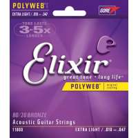 Elixir – Cordes pour les guitares folk, acoustiques et électro acoustiques jeu de cordes POLYWEB XL 10-47 – 11000