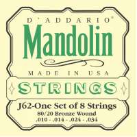 D’Addario J62 80/20 Bronze Jeu de cordes pour mandoline Tirant Light (.010-.034) (Import Royaume Uni)